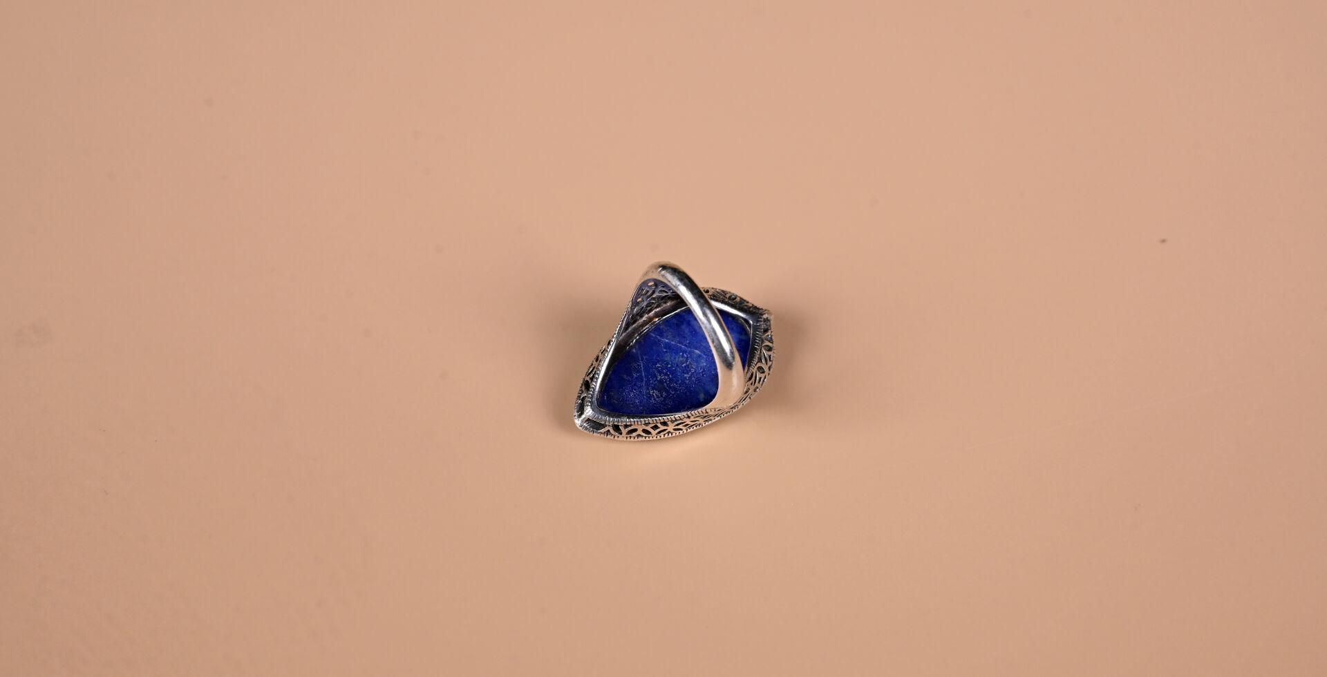 Bague Argent Et Sodalite - Pierre Naturelle - Bijou Ancien