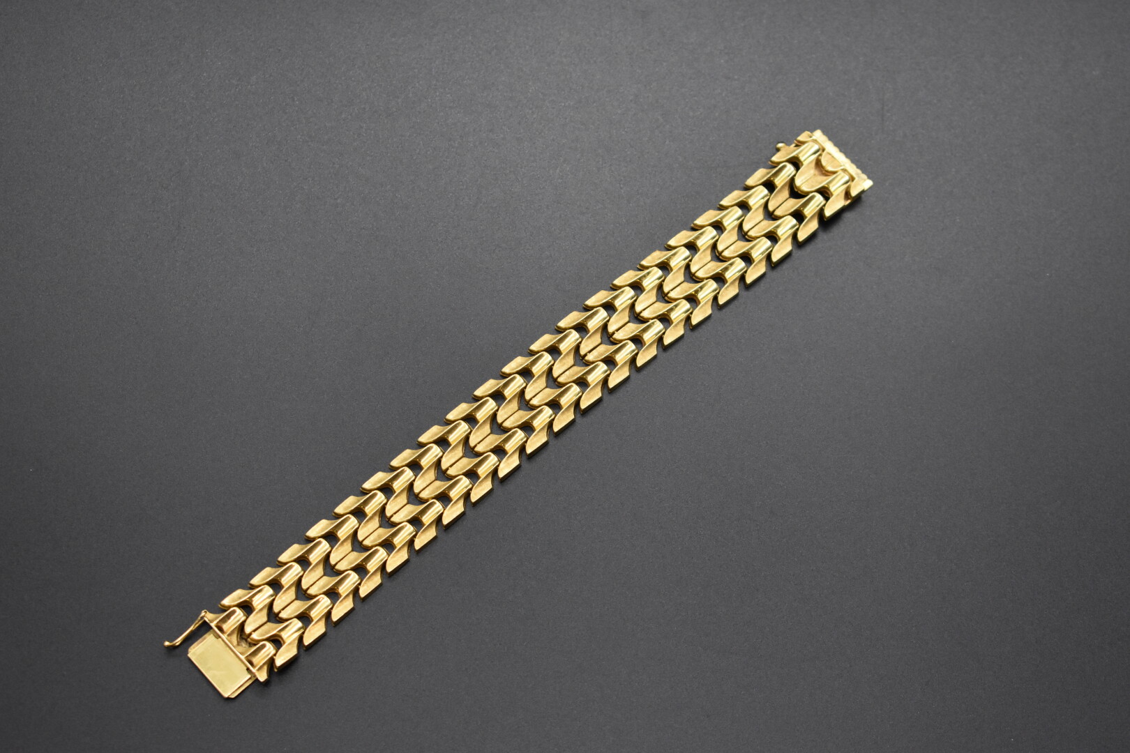 Bracelet Souple Maille Marseillaise En Plaqué Or - Longueur 20,4 Cm - Occasion