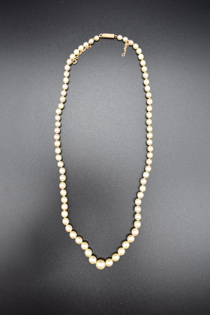 Collier Vintage 79 Perles De Culture - Longueur 59.5 Cm, Fermoir Or Jaune 18K, Parfait état