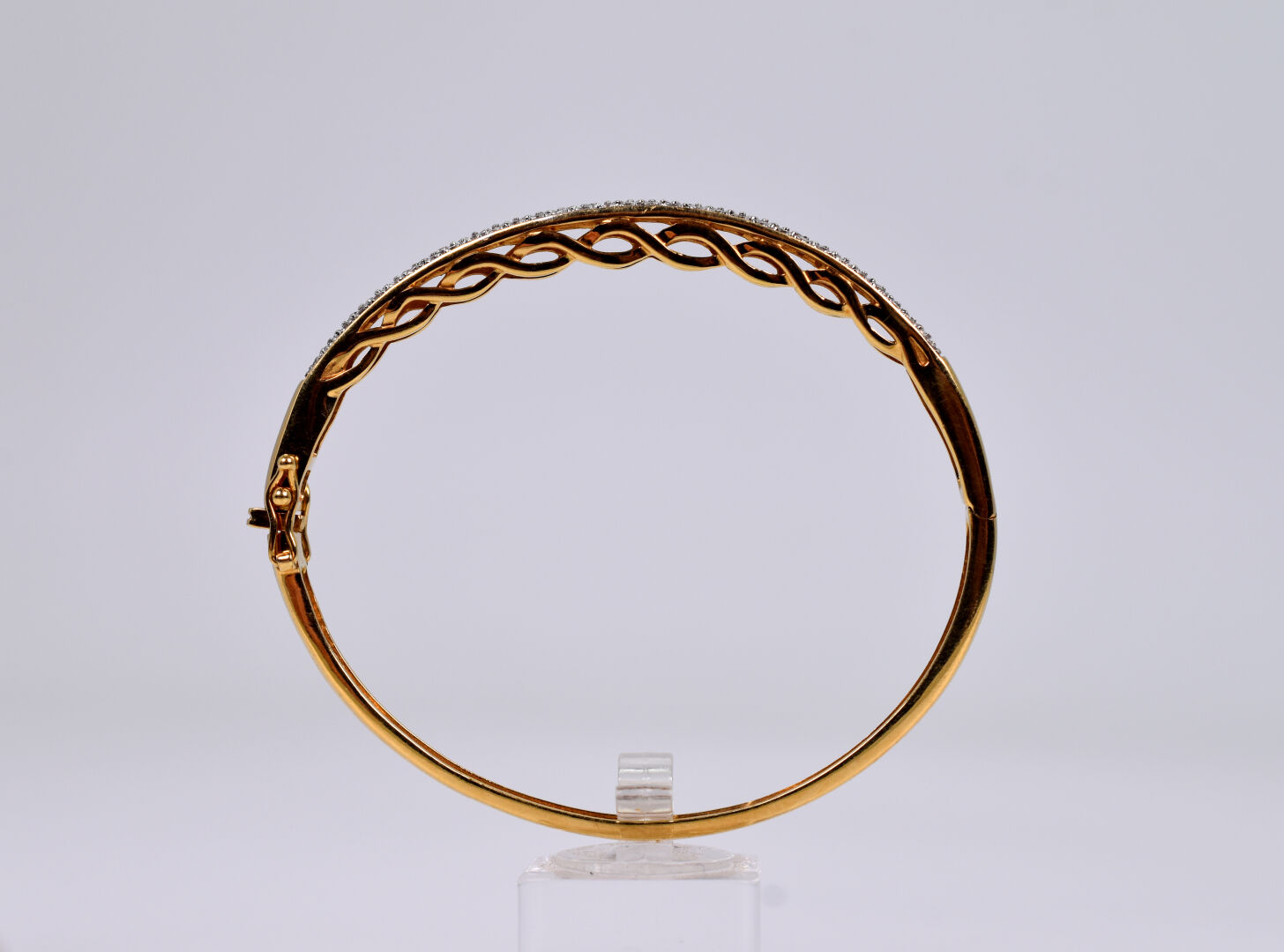 Bracelet Jonc Ouvrant En Or Jaune 18K - Motif Rinceaux Fleuris - Référence MP2511 - Occasion (bijou Porté)