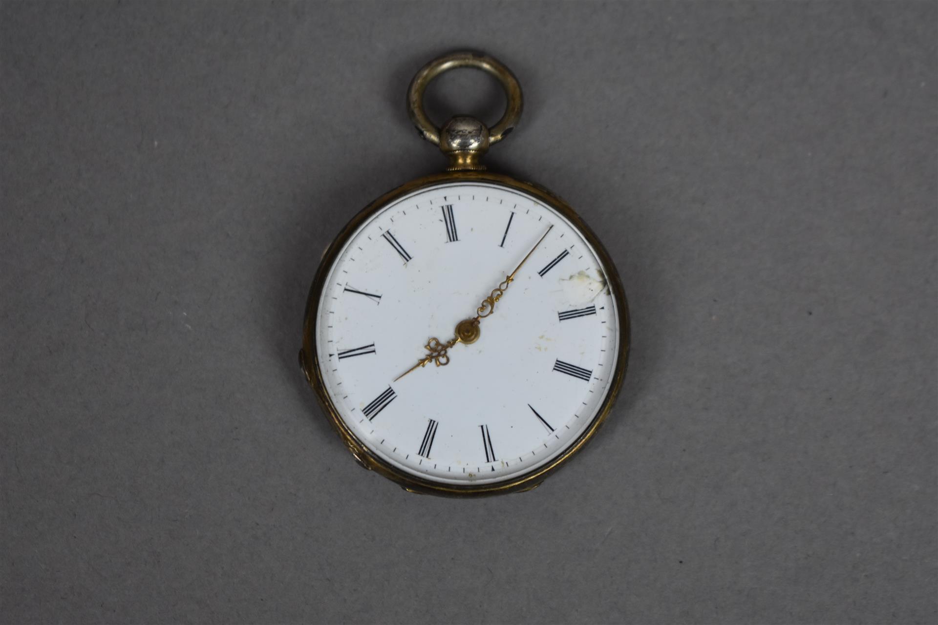 Cadran De Montre Gousset émaillé 24 Heures - Chiffres Rouges Et Noirs, Marque Mangin Besançon, Neuf