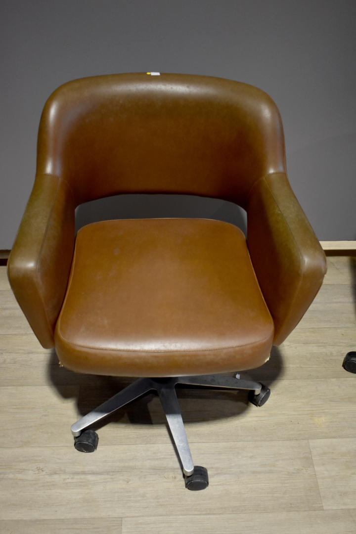 Fauteuils Vintage 1970 En Skaï Marron - Lot