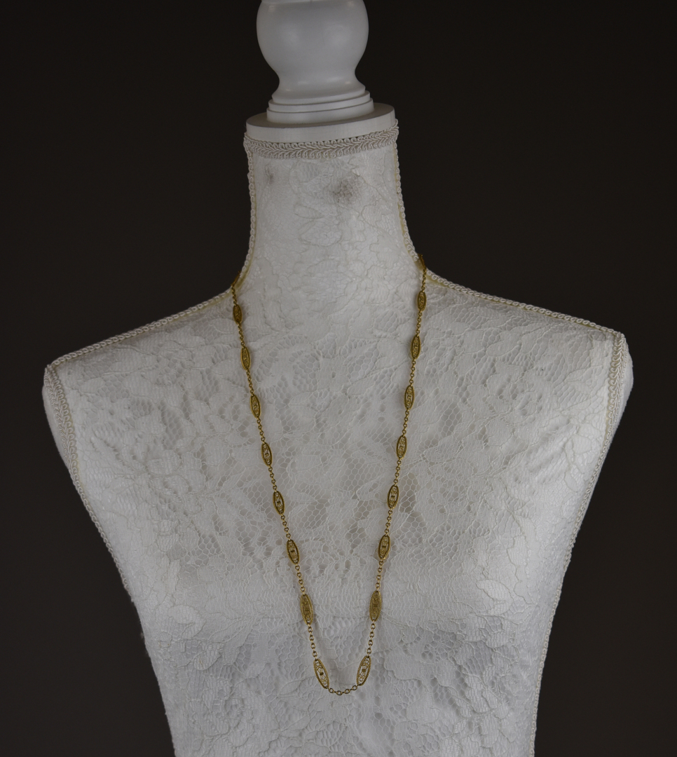 Sautoir En Or 18 Carats Jaune - Motifs Cercles, Longueur 80 Cm, Poids 4.2g, Neuf Caplain Saint André