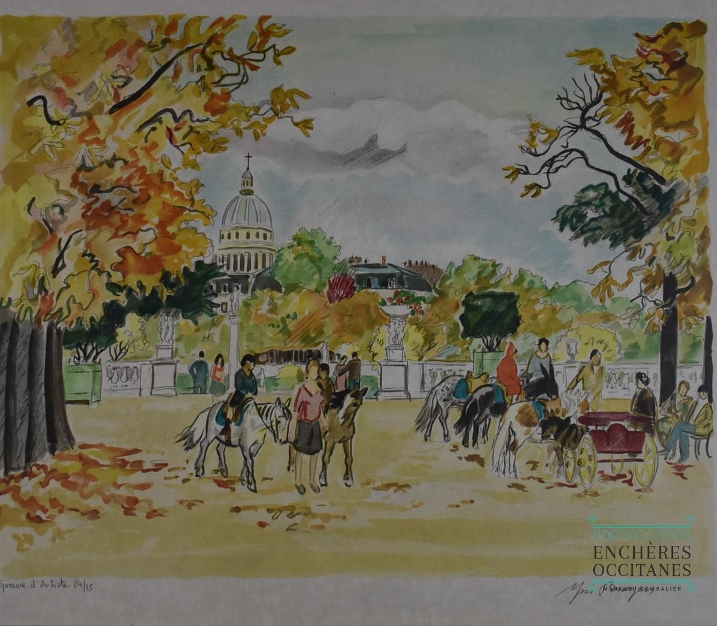 Lithographie Yves Brayer 'Paysage De Provence' 85x71cm - Signée, Série 7/180